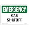 Signmission OSHA EMERGENCY, 7" Height, 10" Width, Rigid Plastic, 10" W, 7" H, Landscape, Gas Shutoff OS-EM-P-710-L-10383 - alternate 1